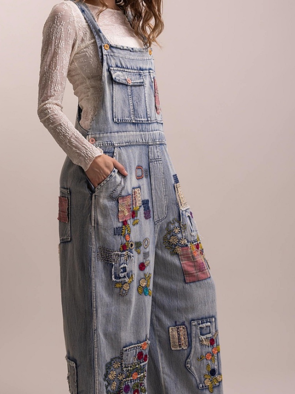#1115 MULTI CONTRAST PACH MINERAL WASHED OVERALL - Picture 3 of 6